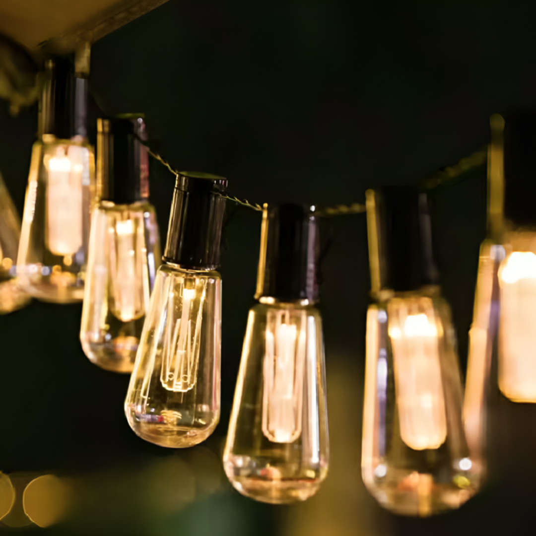 Guirlande lumineuse solaire LED 5-10 m extérieur étanche pour jardin camping terrasse style vintage Edison | Koossa
