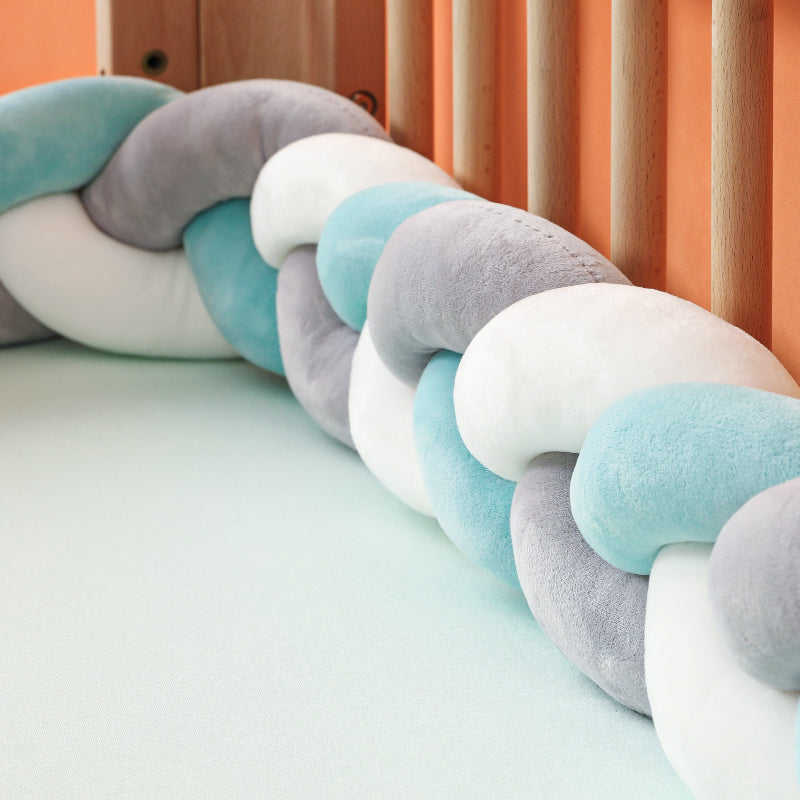 Braided Crib Bumper Pad Soft Nursery Bedding Safety Guard for Babies | Breathable Knot Cushion Protector for Infant Toddler Bed Rails | Lonoma