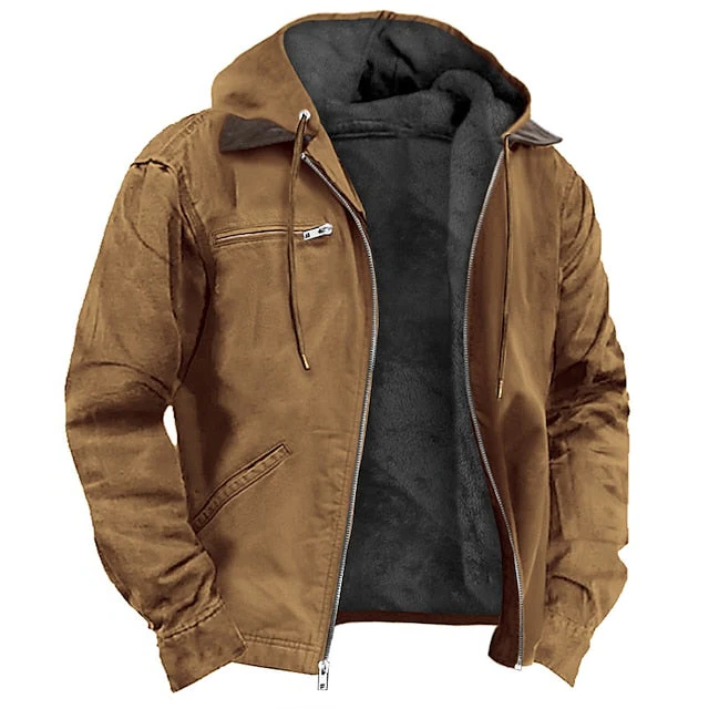 Men's Insulated Zip-Up Coat, Tailored Fit Winter Jacket for Cold Weather, Office, Commute & Weekend Wear, Black Brown Blue Green | Lonoma