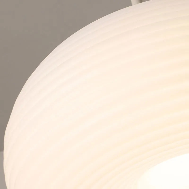 White Acrylic Drum Pendant Light with Dimmable LED, Adjustable Height Hanging Ceiling Fixture for Dining Room Kitchen Bedroom | Lonoma