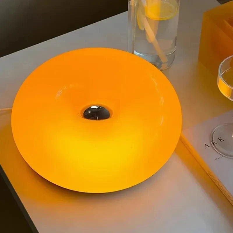 Lampe à poser LED tactile dimmable blanc chaud ronde décorative batterie 5 W chambre salon bureau moderne | Koossa
