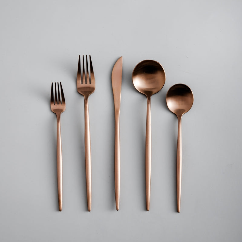Titanium-Coated 18/10 Stainless Steel Flatware Set, Matte Silverware Service for 4 to 16, Dishwasher-Safe Forks, Knives & Spoons | Lonoma