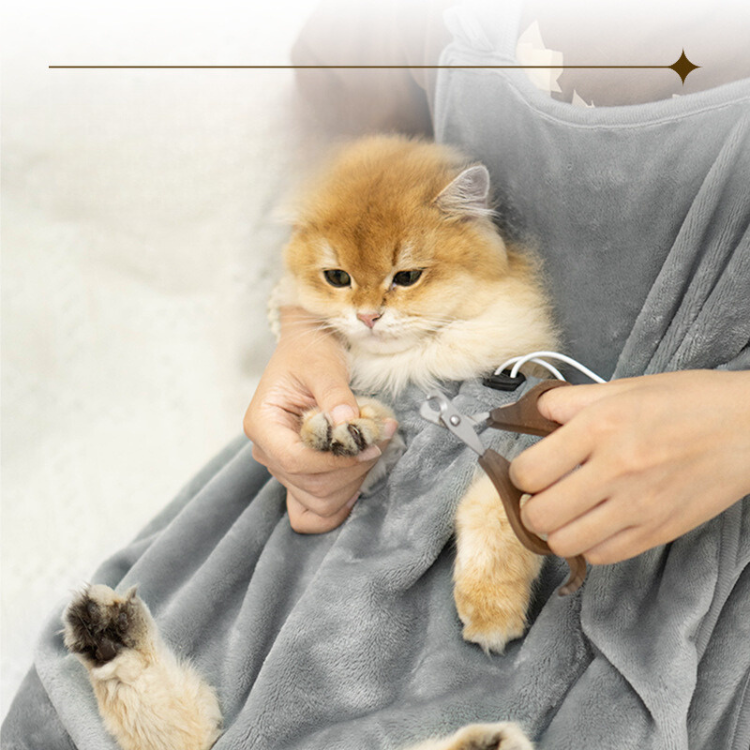Cat Grooming Apron Waterproof Fleece Anti-Scratch Cape Pocket Fur Protection Professional Home Grooming Bib | Koossa