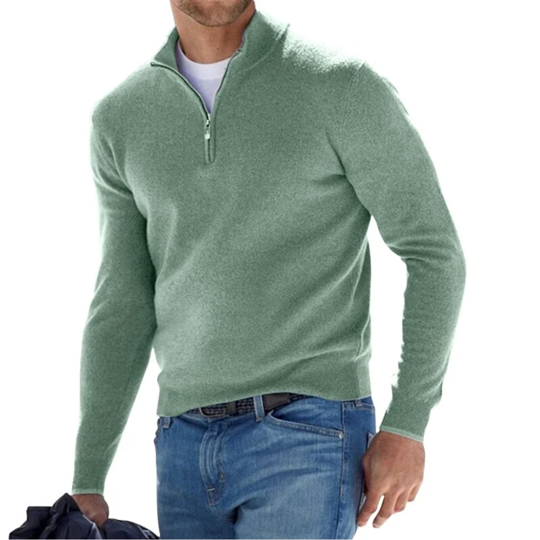 Men's Half-Zip Pullover Jumper — Classic Casual Knitwear for Everyday Comfort & Smart-Casual Style | Koossa