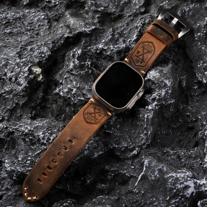 Vintage Apple Watch Strap with Stainless Steel Adapters — Handcrafted Watch Band for Everyday Wear | Koossa