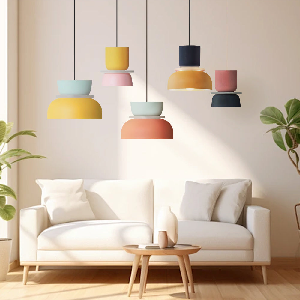 Suspension Scandinave Bicolore à Deux Abat-Jours Superposés pour Salle à Manger et Séjour Contemporain | Koossa