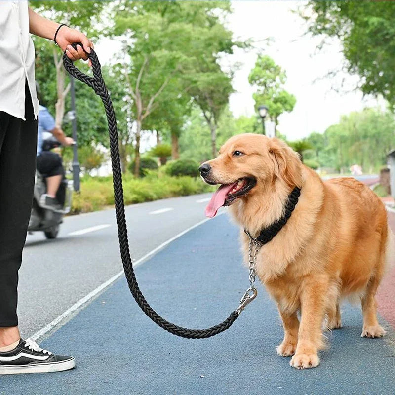 Braided Dog Lead Thick Nylon 1cm 1.5cm 2cm 3cm Large Breed Strong Rope Walking Lead Heavy Duty Chunky Braid Leash | Koossa