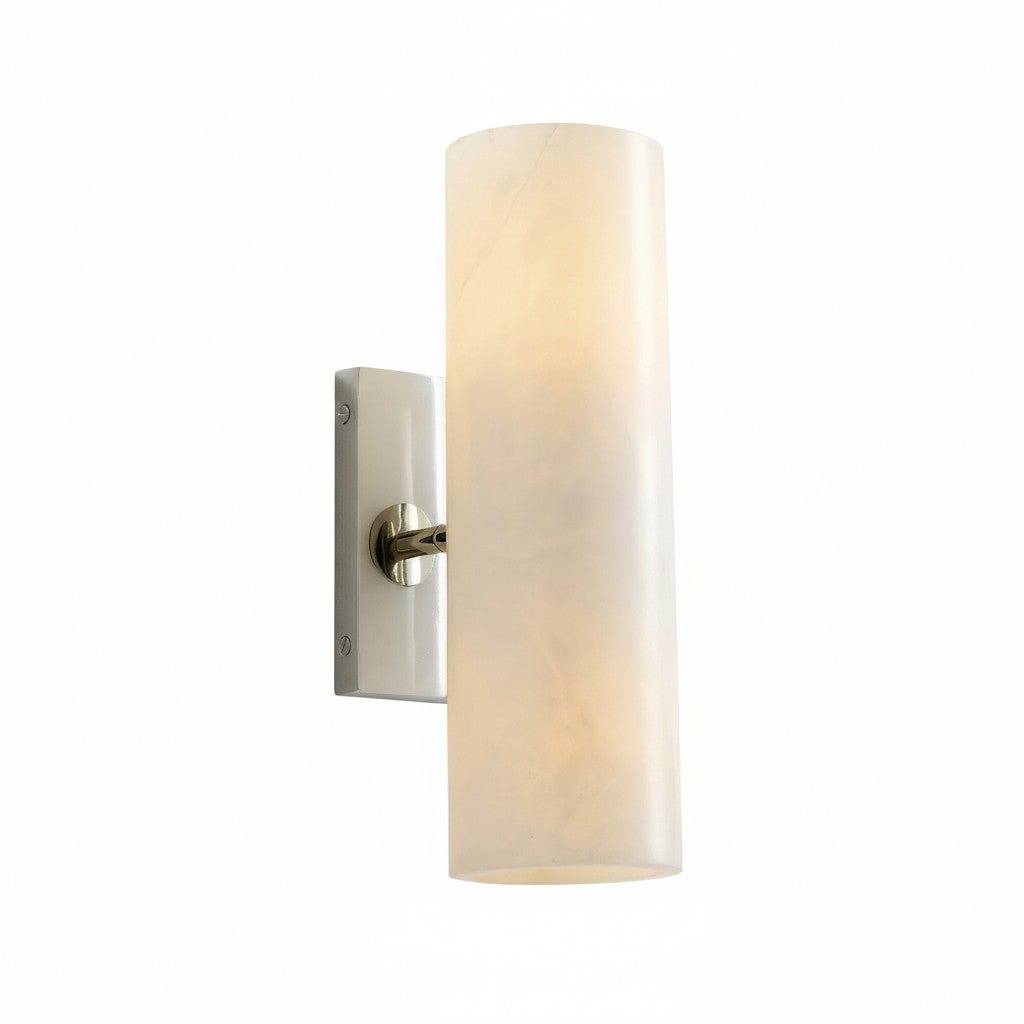 Applique murale cylindrique en albâtre naturel ou verre cannelé finition bronze nickel laiton design intemporel | Koossa