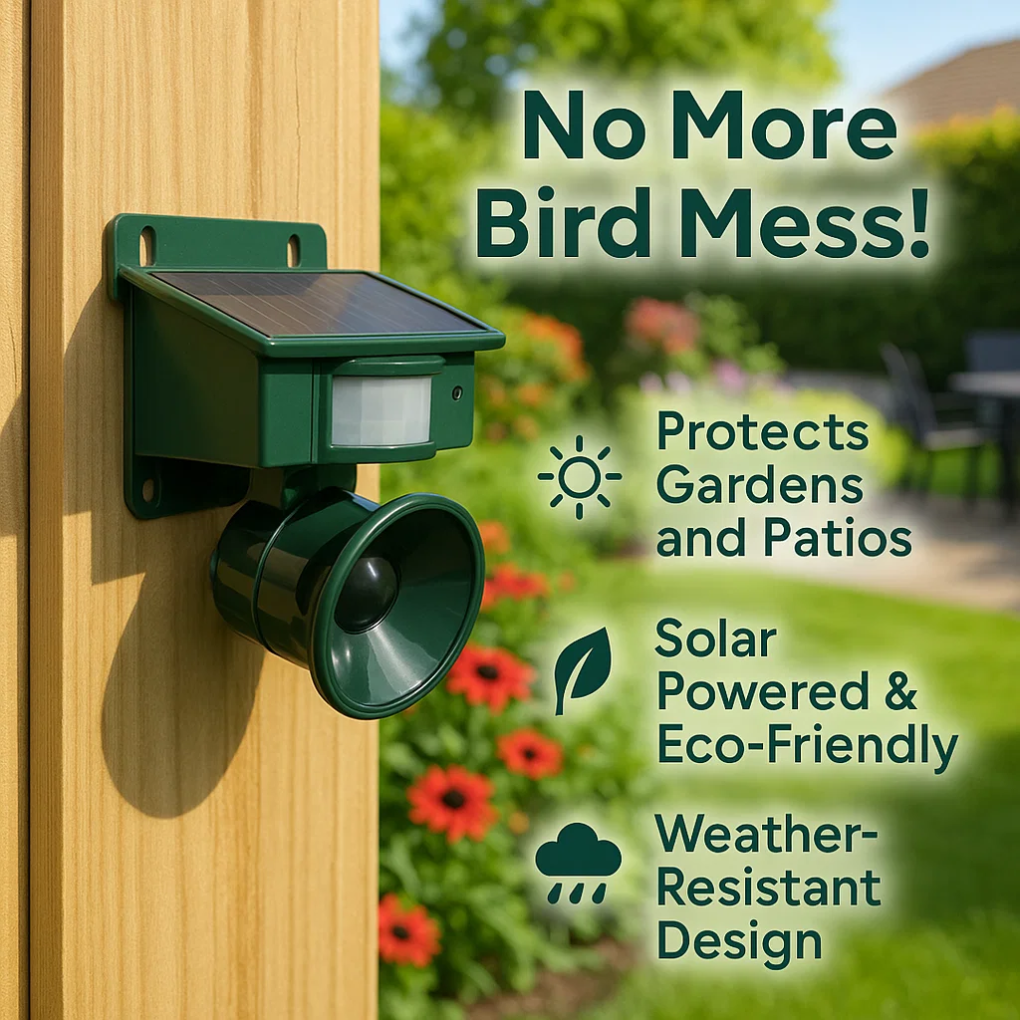 Répulsif à Oiseaux à Détecteur de Mouvement Ultrasonique pour Jardin et Toiture Anti-Corbeaux et Pigeons | Koossa