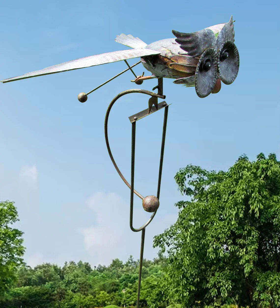 Mobile éolien oiseau en métal argenté pour jardin décoration extérieure résistante aux intempéries ailes animées | Koossa