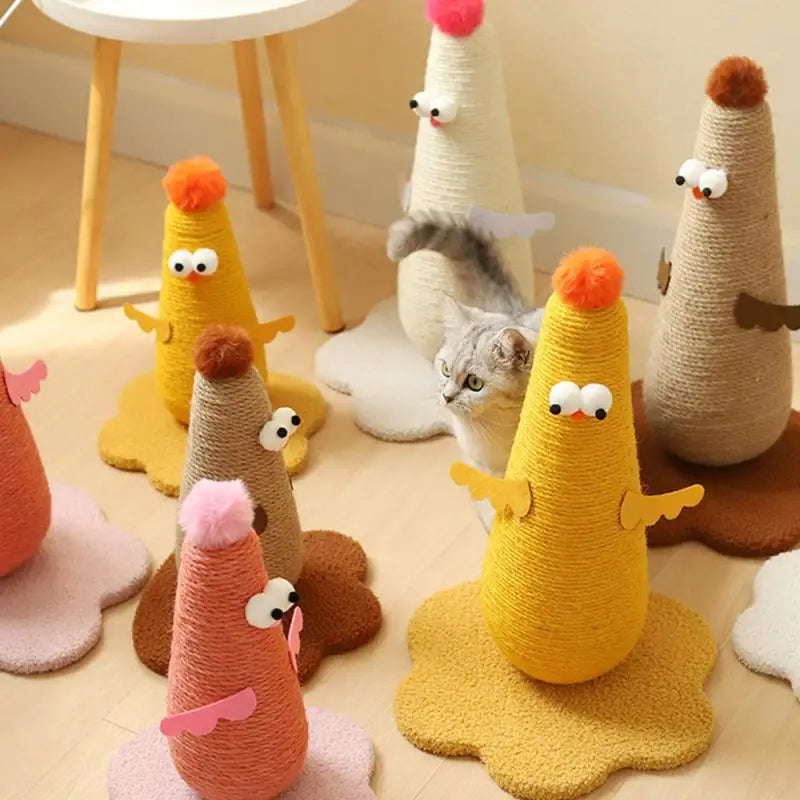 Cat Scratching Post Sisal Chicken Shape Novelty Kitten Scratcher Claw Toy Floor Standing | Koossa