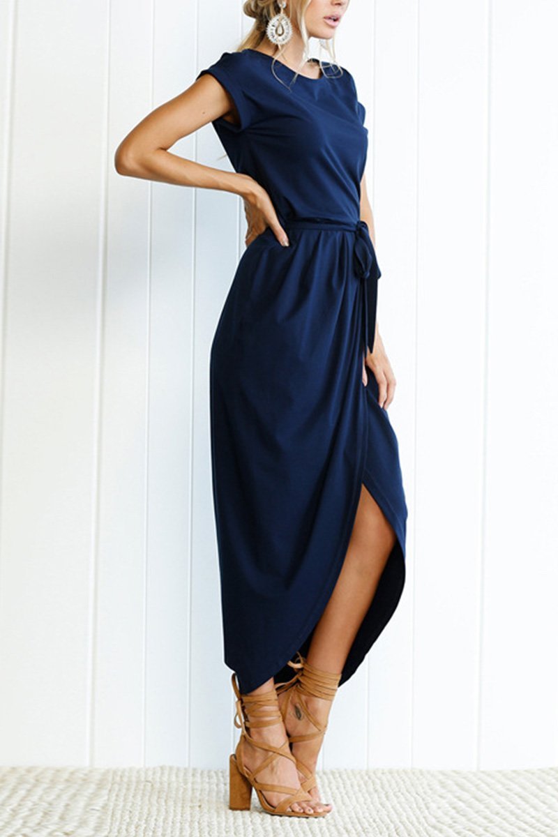Women's Relaxed Ankle-Length Dress with Adjustable Belt — Casual Day Dress for Work & Weekends | Koossa