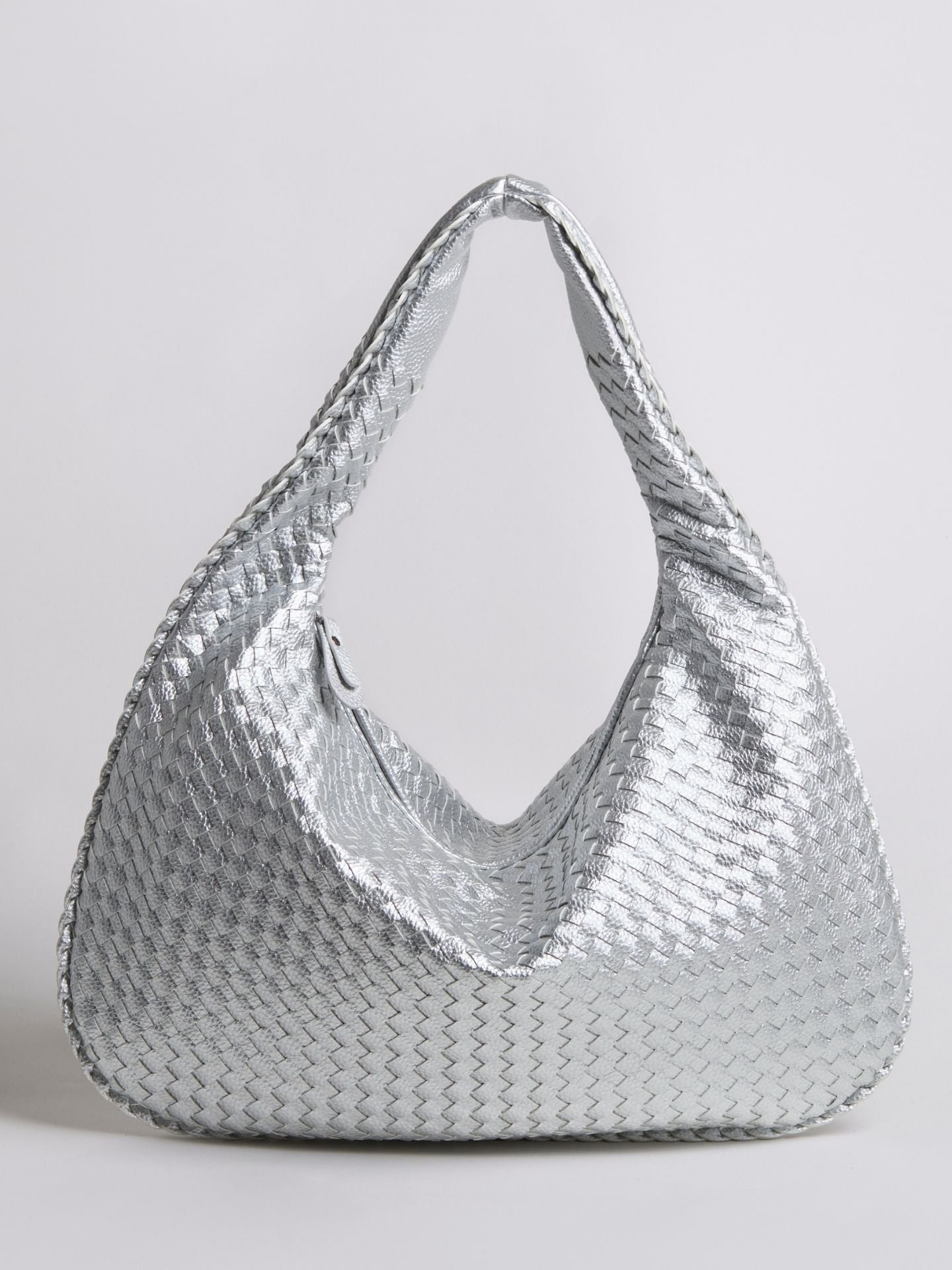 Woven Leather Hobo Bag with Soft Structure in Black, Wine Red, Sage Green & More | Koossa