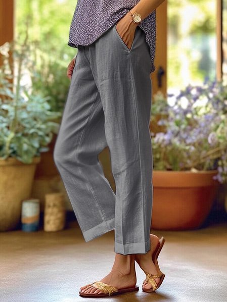 Women's Lightweight Straight-Leg Cropped Trousers in Breathable Cotton Blend — Relaxed Fit for Warm Weather and Smart Casual Wear | Koossa