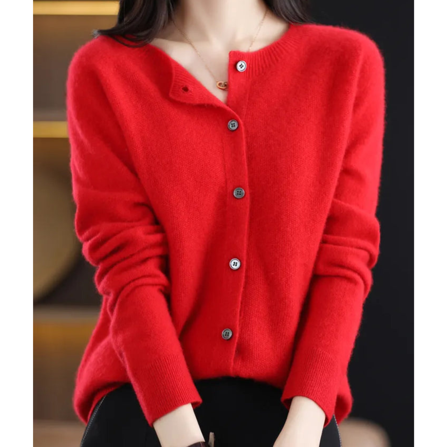 Women's Round Neck Cardigan — Classic Button-Front Knitwear for Layering & Everyday Elegance | Koossa