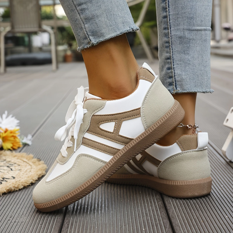 Women's Wide-Toe Box Leather Trainers in White and Brown for Everyday Comfort and Natural Foot Movement | Koossa