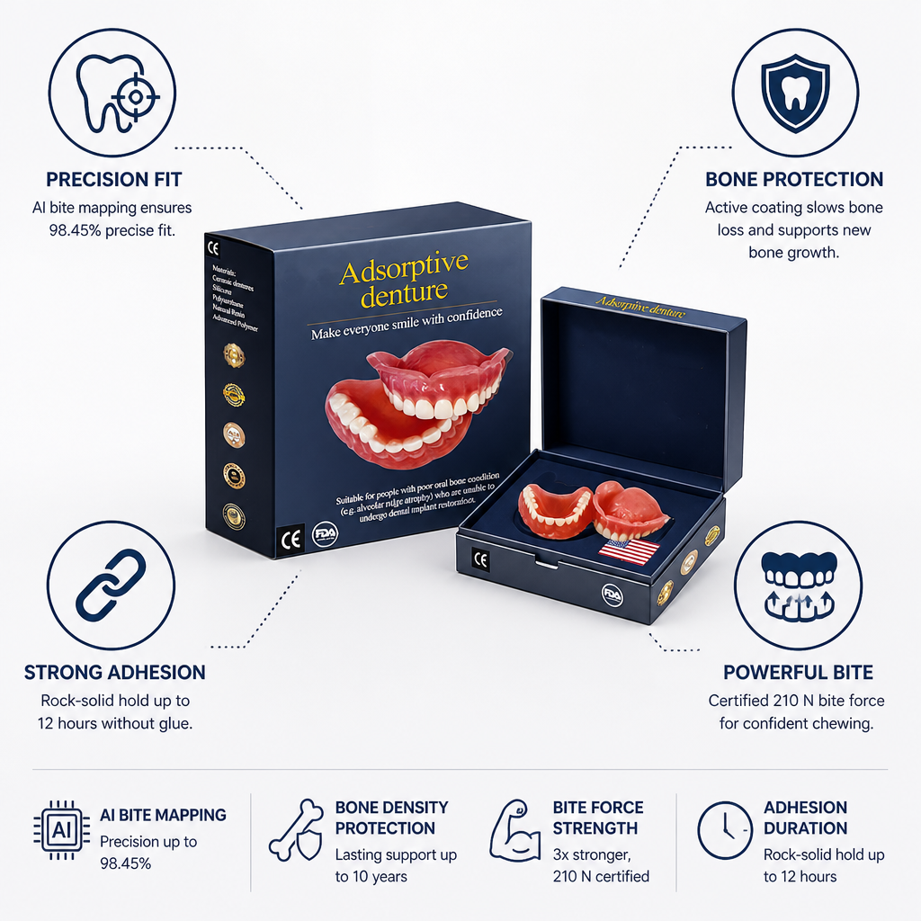 Precision-Molded Denture Set for Secure All-Day Wear – Upper & Lower False Teeth with Natural Pearl White Finish | Lonoma