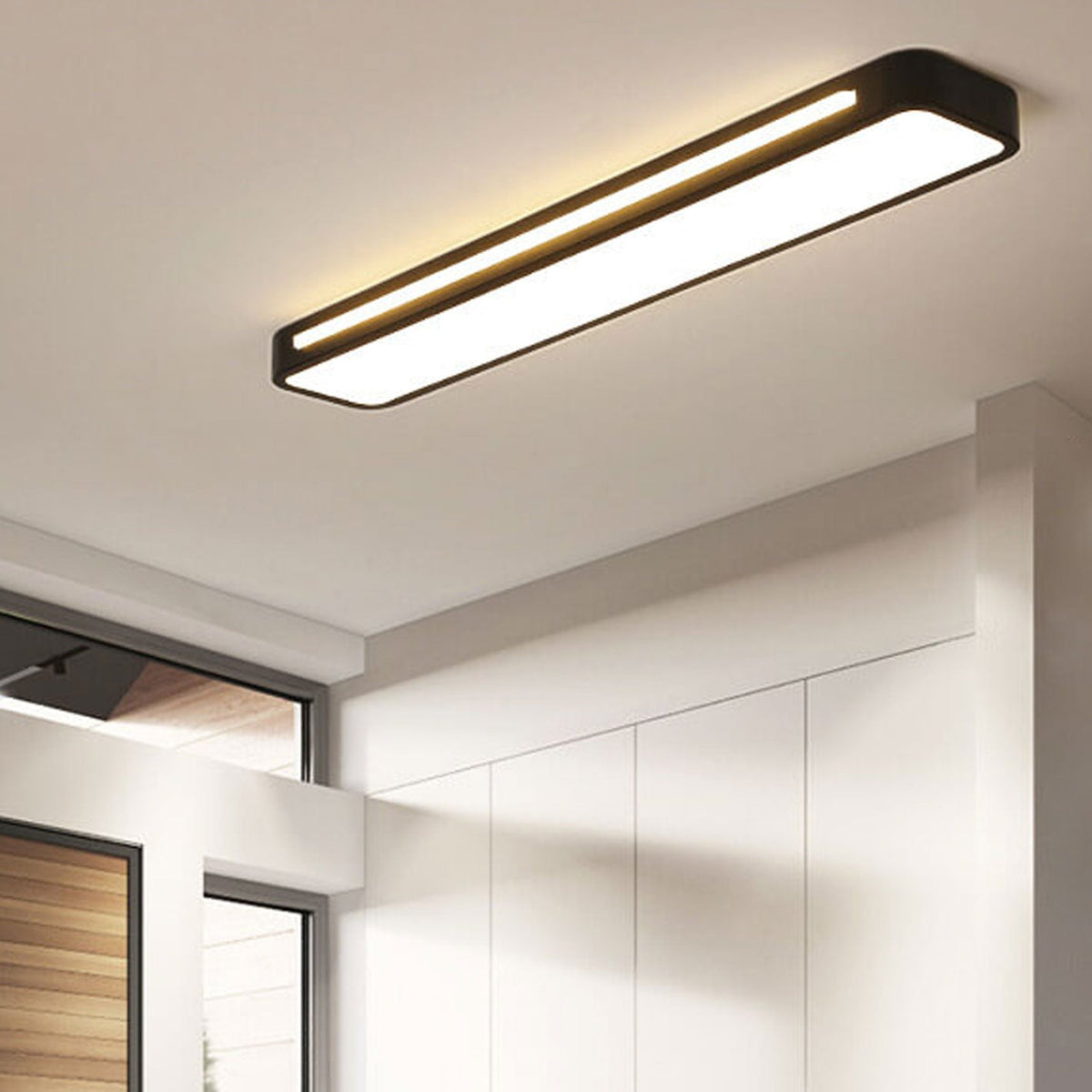 Low-Profile LED Flush Mount Ceiling Light, 19-31 in Black or White Acrylic, Modern Hardwired Fixture for Bedroom, Hallway & Entryway | Lonoma