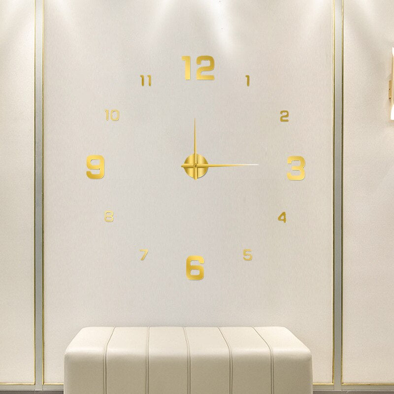 Large DIY 3D Wall Clock, Silent Quartz Non-Ticking Oversized Modern Black Numerals for Living Room, Office & Bedroom Wall Decor | Lonoma