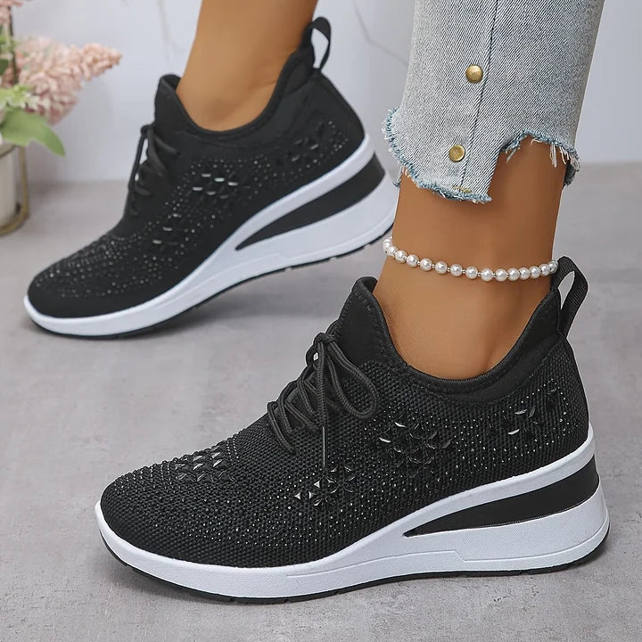 Women's Ergonomic Lace-Up Trainers in Premium Canvas with Cushioned Sole for All-Day Comfort | Koossa