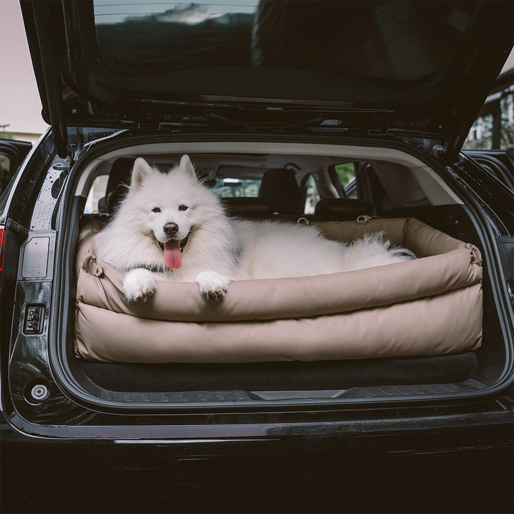 Dog Car Seat Booster Faux Leather Padded Small Medium Dogs 21.7x19.7x17.7 in Safety Leash Anti-Slip Travel Bed | Koossa