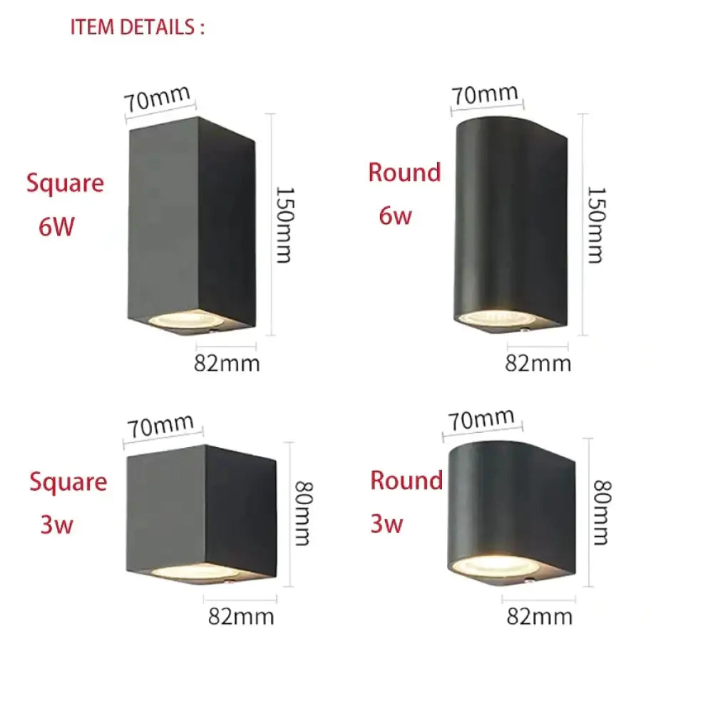 LED Outdoor Wall Light, Black or Gray Aluminum Square & Round Sconce, IP65 Waterproof Porch, Garage, Patio & Garden Wall Lamp | Lonoma