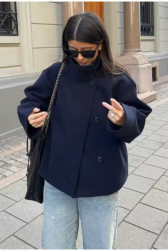 Women's Relaxed Double-Breasted Winter Coat — Elegant Oversized Outerwear for Cold Weather & Everyday Layering | Koossa