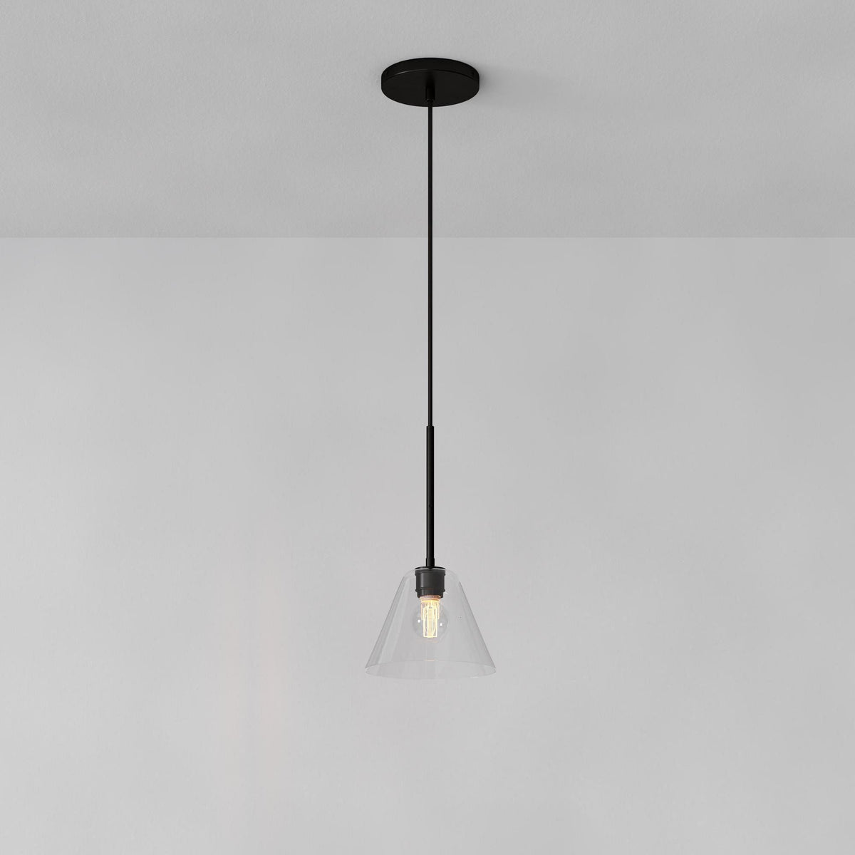 Tapered Glass Hanging Fixture with Metal Canopy – E26 Socket – Dimmable for Dining Room, Island, Entryway | Lonoma