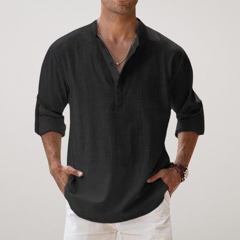 Relaxed Linen Blend Shirt in Classic Colours for Warm Days and Coastal Escapes | Koossa