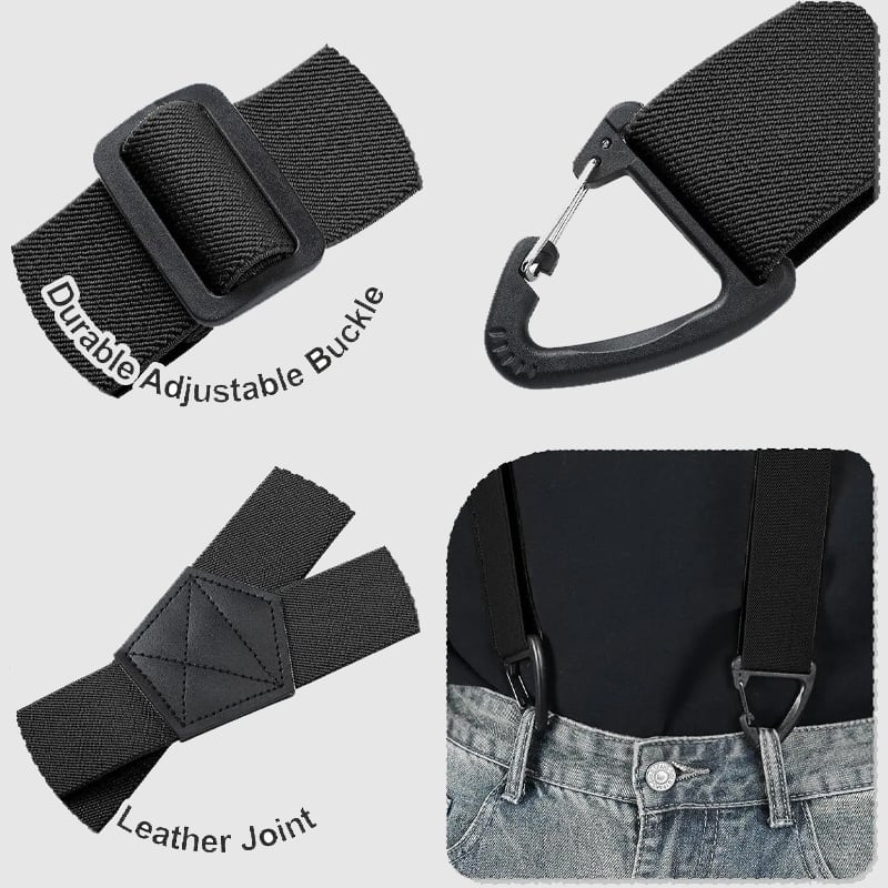 X-Back Suspenders with 4 Clips, Adjustable Elastic Belt Alternative, Non-Slip Grip for Work, Weddings and Everyday Wear | Lonoma