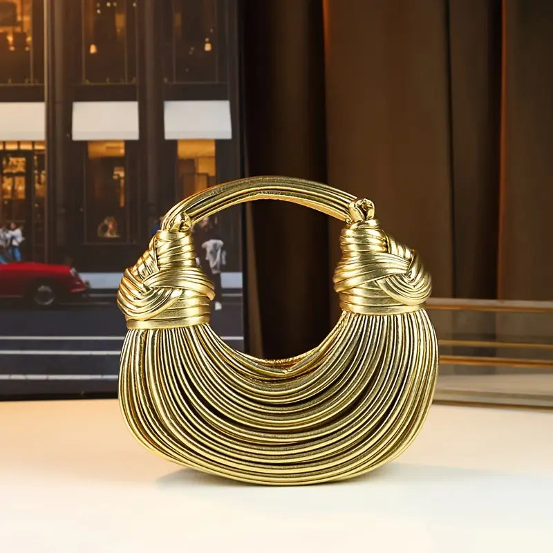 Sculptural Metallic Evening Bag with Detachable Strap in Six Lustrous Finishes | Koossa