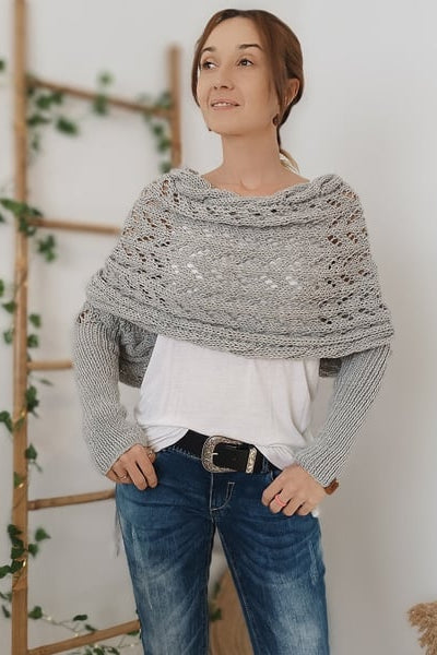Women's Off-Shoulder Knit Shrug — Open-Weave Layering Wrap for Autumn & Winter Casual Elegance | Koossa