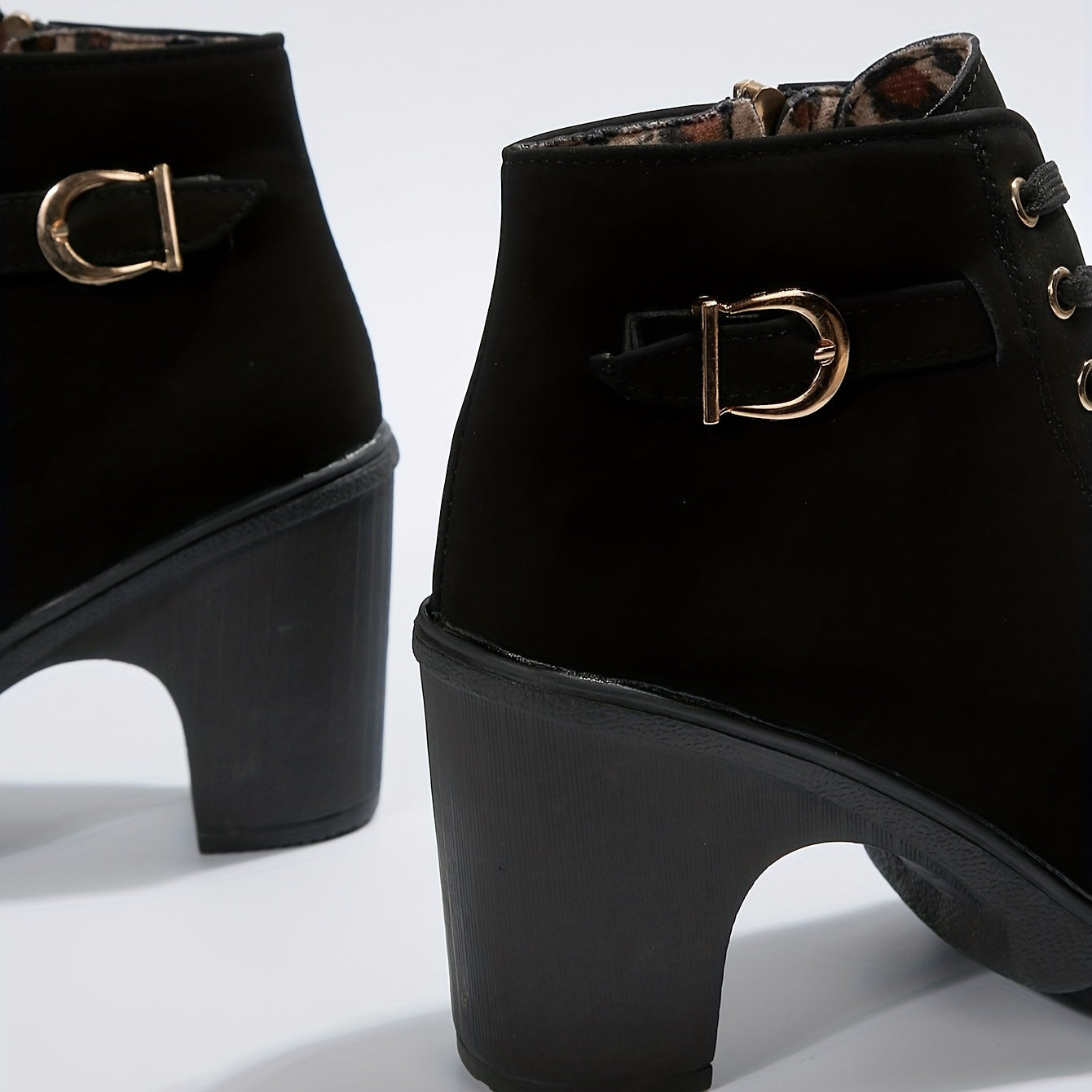 Lace-Up Ankle Boots with Block Heel in Dark Green, Black & Burgundy – Versatile Leather-Look Boots with Side Zip | Koossa