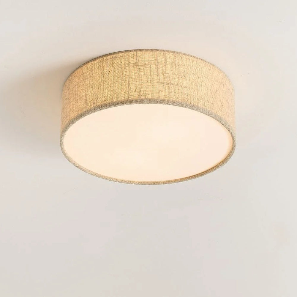 Flush Mount Drum Shade Ceiling Light with Fabric Shade for Entryway, Hallway, Bedroom, Dining Room, Kitchen | Lonoma