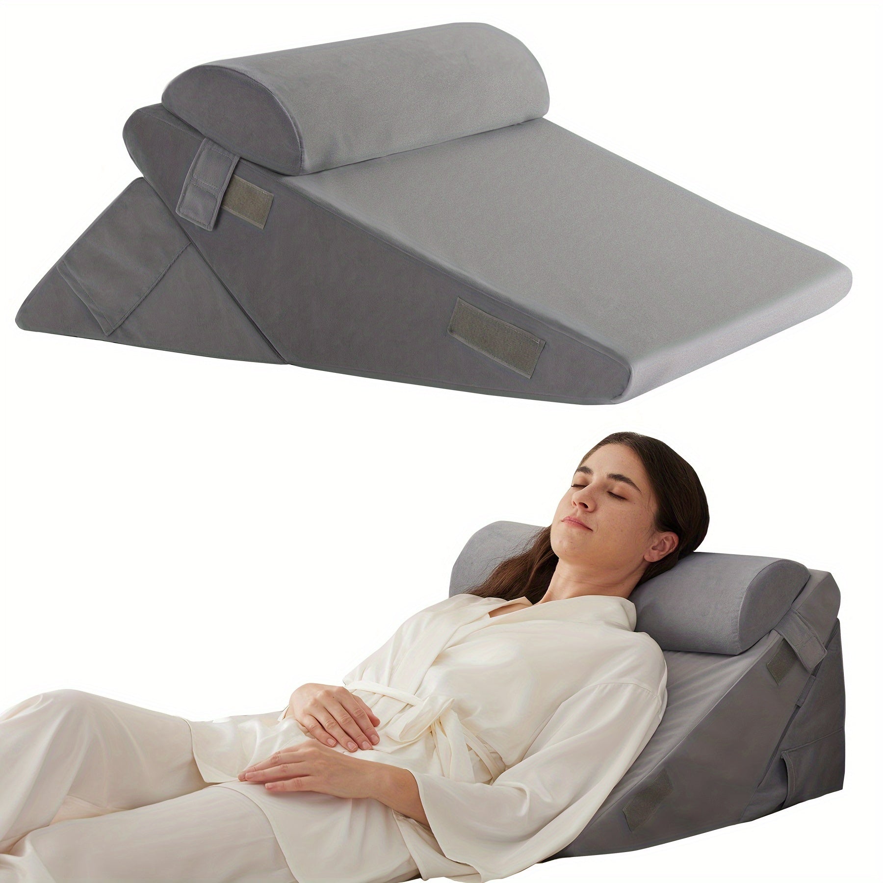 Coussin triangulaire ergonomique à mémoire de forme pour soutien dos jambes genoux position surélevée confort | Koossa