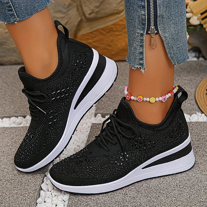 Women's Ergonomic Lace-Up Trainers in Premium Canvas with Cushioned Sole for All-Day Comfort | Koossa