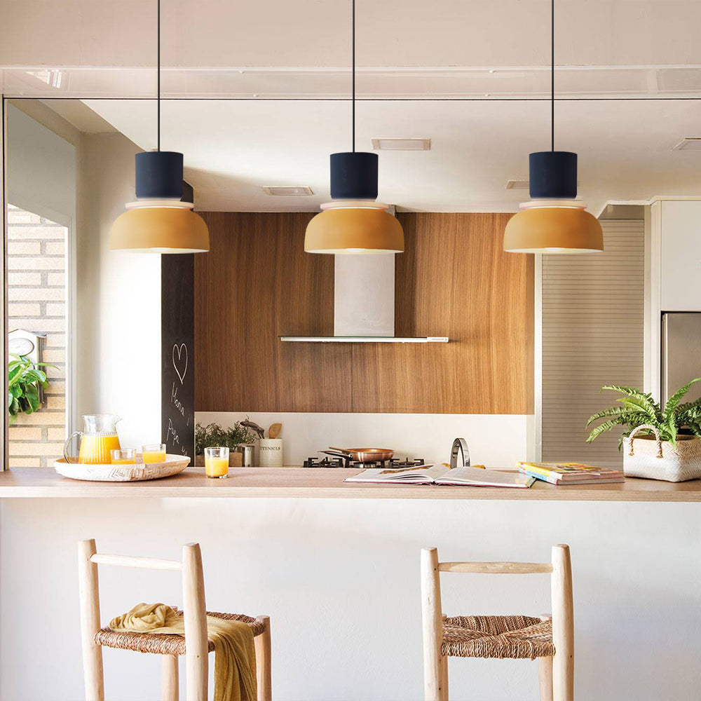 Suspension Scandinave Bicolore à Deux Abat-Jours Superposés pour Salle à Manger et Séjour Contemporain | Koossa
