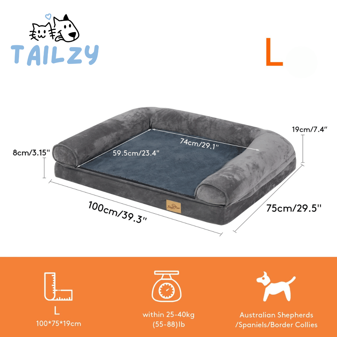 Dog Bed Memory Foam Orthopaedic Bolster L XL Waterproof Washable Large Dogs Joint Support Anti-Slip Sofa Bed | Koossa