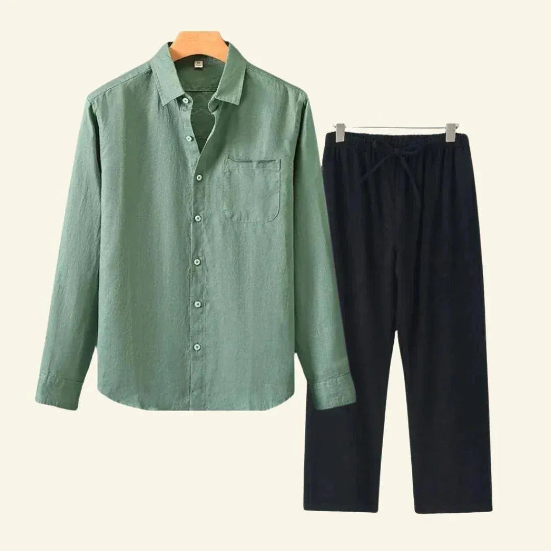 Men's Short-Sleeved Shirt and Trousers Separates Set — Classic Coordinates for Smart Casual Occasions | Koossa