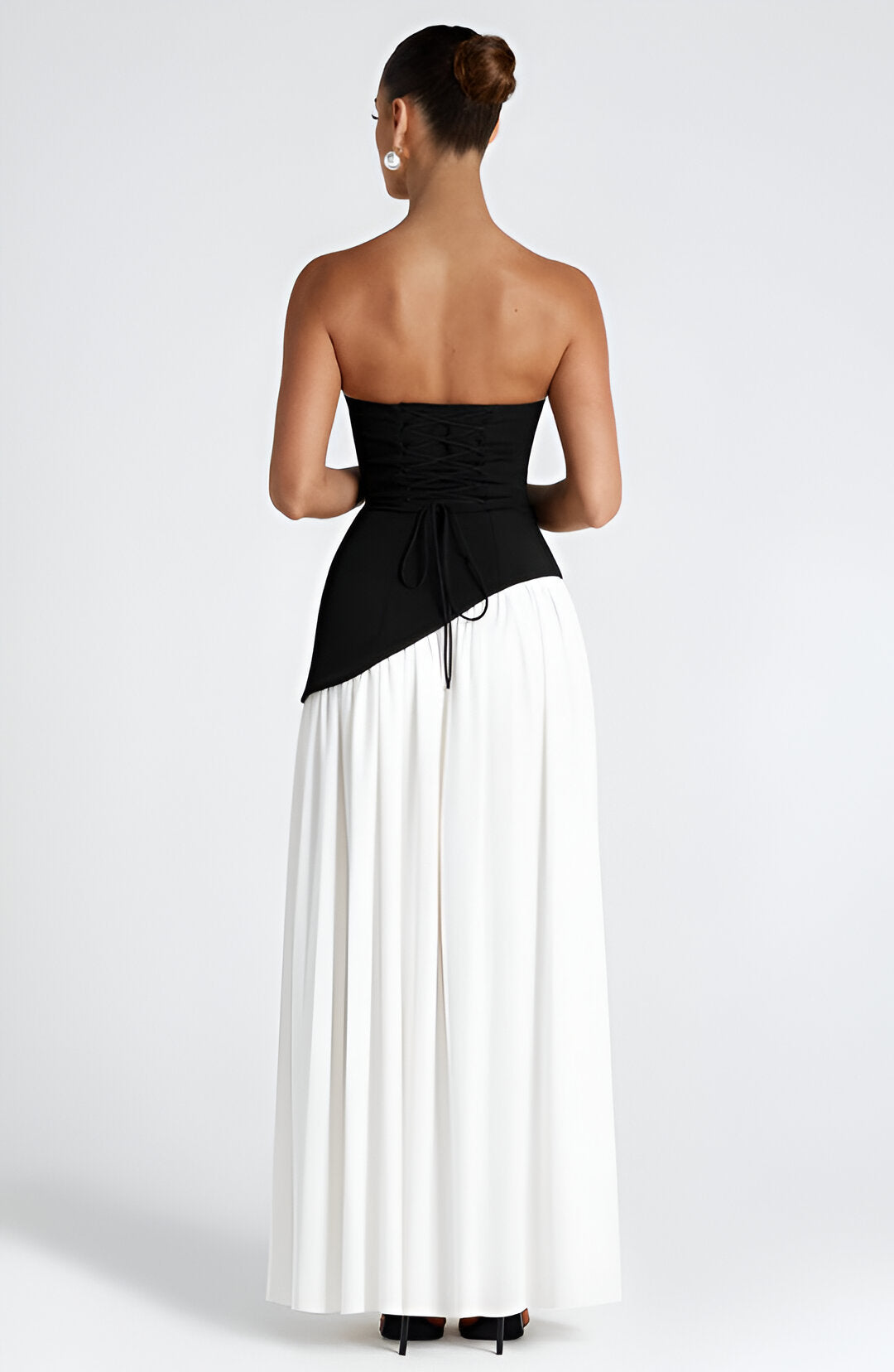 Women's Backless Maxi Dress with Delicate Straps — Elegant Evening Dress for Summer Occasions & Special Events | Koossa