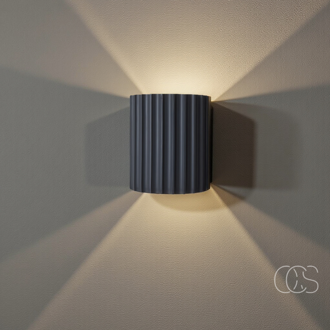 Applique murale LED minimaliste double flux lumineux haut bas résine texturée blanc gris vert orange moderne | Koossa