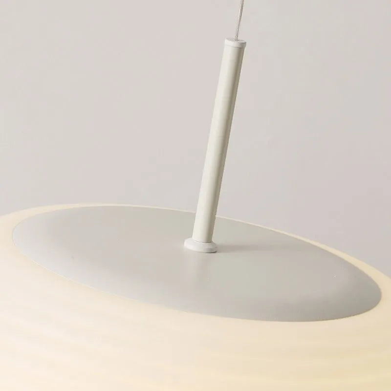 White Acrylic Drum Pendant Light with Dimmable LED, Adjustable Height Hanging Ceiling Fixture for Dining Room Kitchen Bedroom | Lonoma