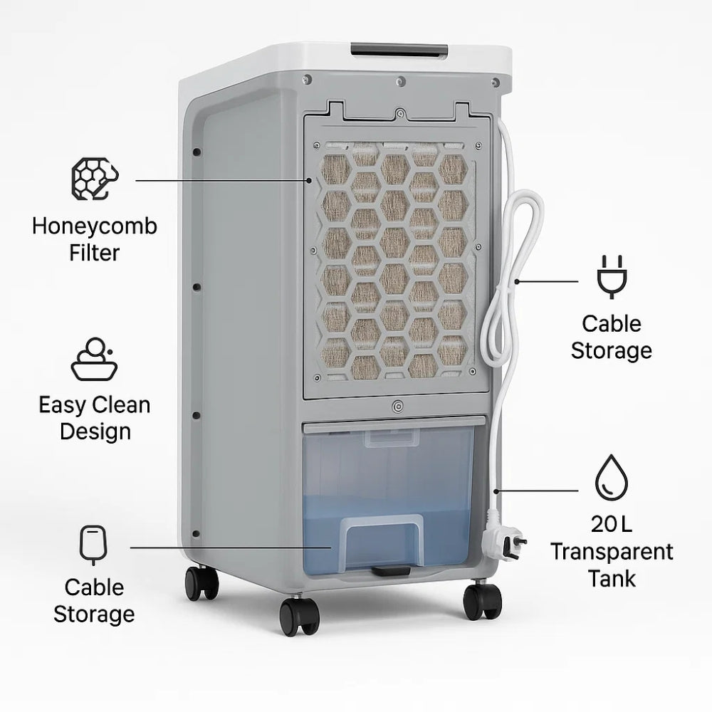 Rafraîchisseur d'Air Portable 3-en-1 avec Fonction Humidification et Ventilation pour Maison et Bureau | Koossa
