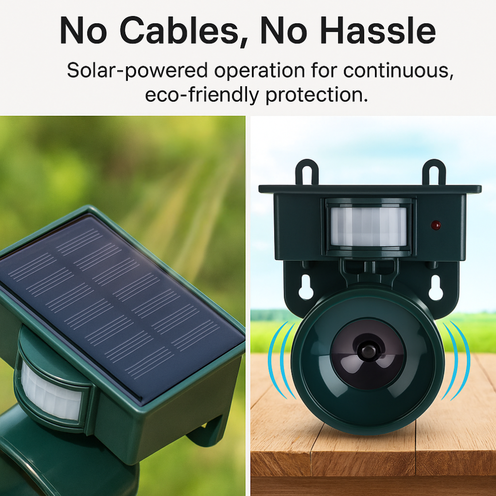 Répulsif à Oiseaux à Détecteur de Mouvement Ultrasonique pour Jardin et Toiture Anti-Corbeaux et Pigeons | Koossa