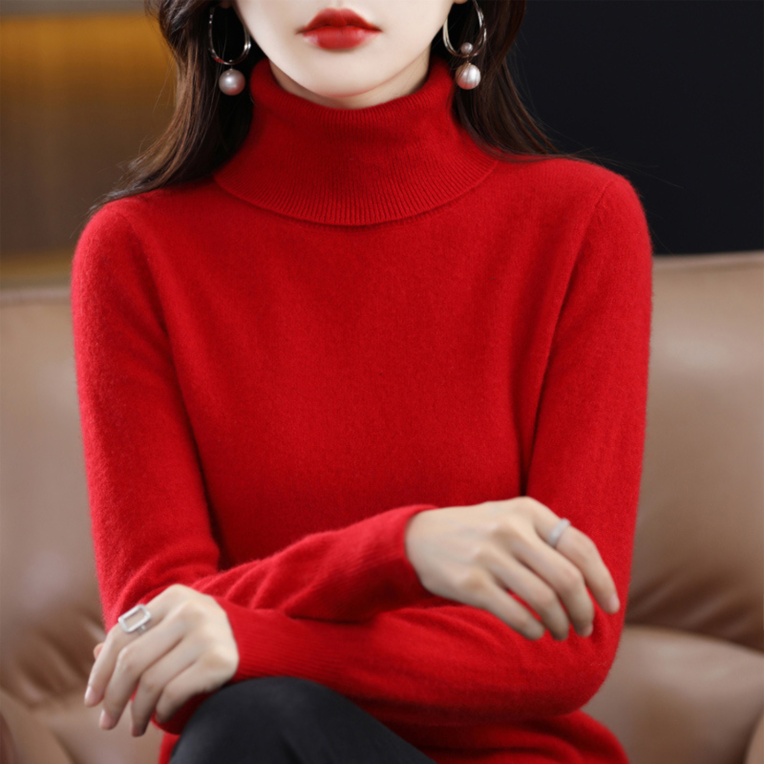 Women's Luxurious Rollneck Jumper — Classic Turtleneck Pullover for Autumn & Winter | Koossa