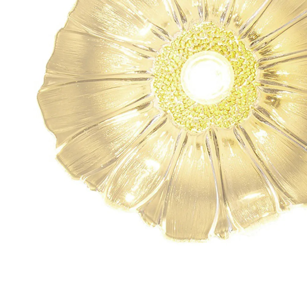 Floral Glass Flush Mount or Drop Ceiling Light with Brass Accents – Clear, Green or Pink Petal Shades for Bedroom, Dining Room | Lonoma