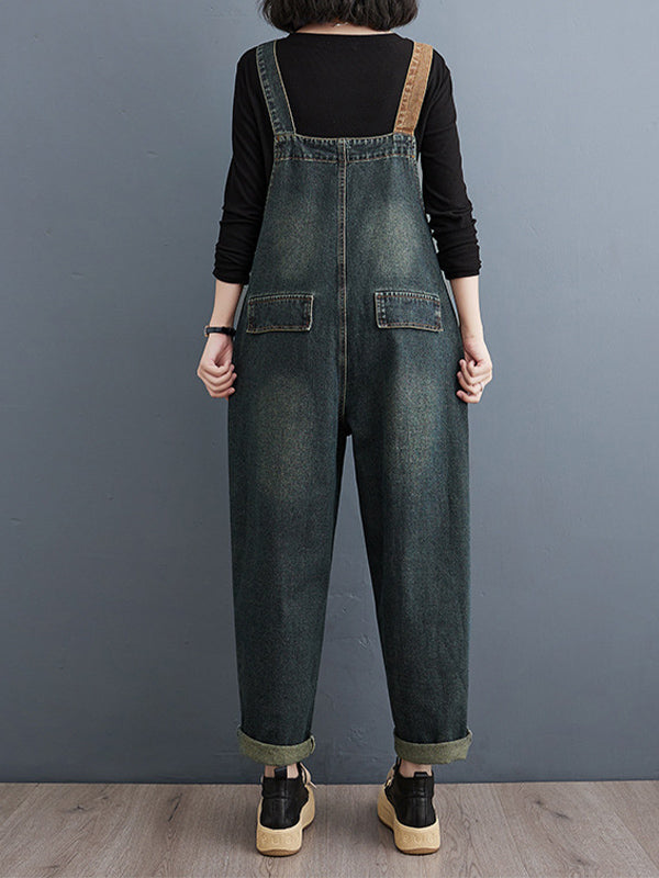 Women's Relaxed Denim Jumpsuit with Adjustable Straps — Casual All-in-One Outfit for Everyday Wear & Weekend Style | Koossa