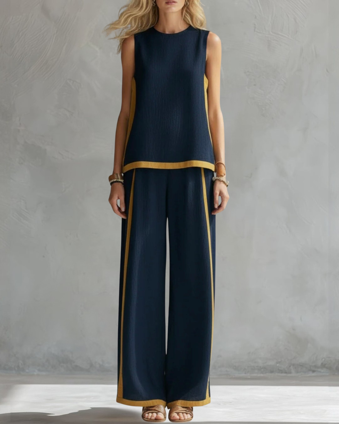 Women's Sleeveless Top and Wide-Leg Trouser Co-ord in Six Colours for Work and Leisure | Koossa