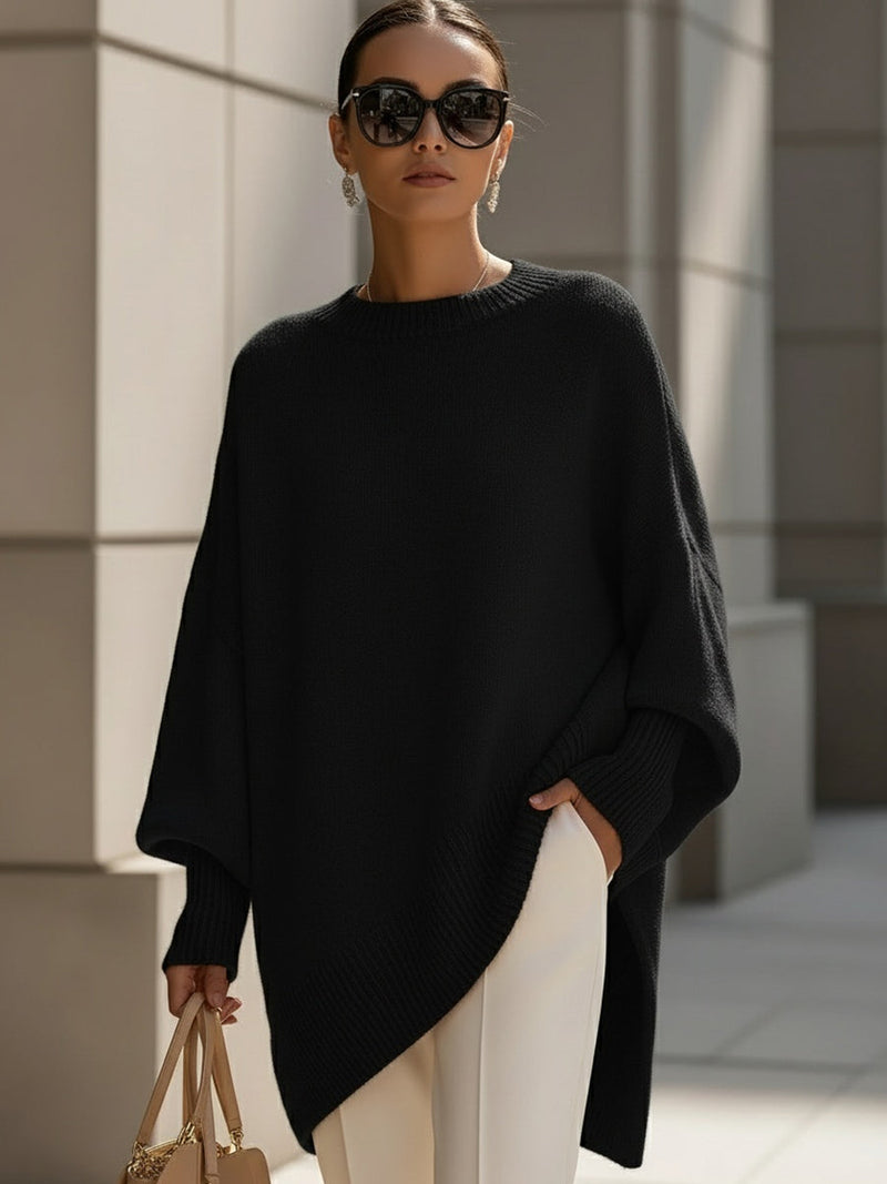 Women's Oversized Round Neck Knitted Jumper — Relaxed Fit Pullover for Everyday Elegance & Casual Autumn Layering | Koossa