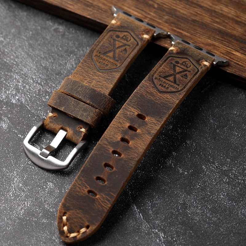 Vintage Apple Watch Strap with Stainless Steel Adapters — Handcrafted Watch Band for Everyday Wear | Koossa